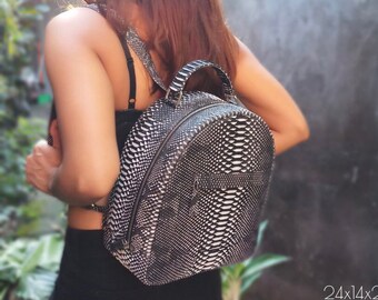 Handmade Python Leather Backpack: Exotic Snakeskin Rucksack