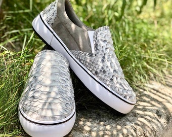 Slip on sneakers python shoes unisex