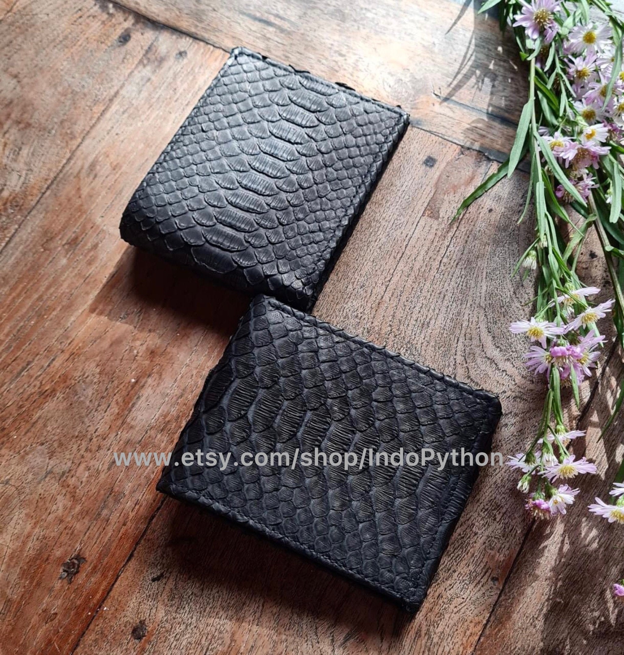 Handmade Black Python Leather Wallet - Men's Genuine Snakeskin
