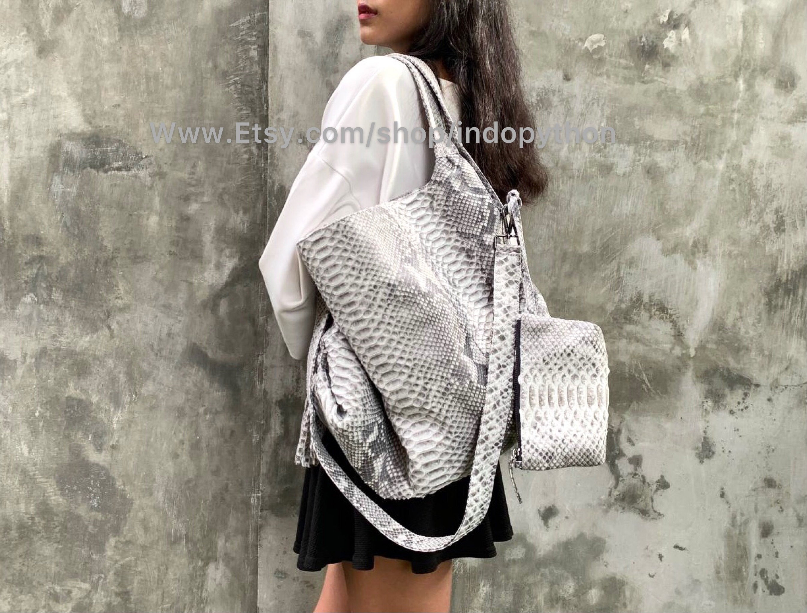 Black and white snakeskin purse clearance
