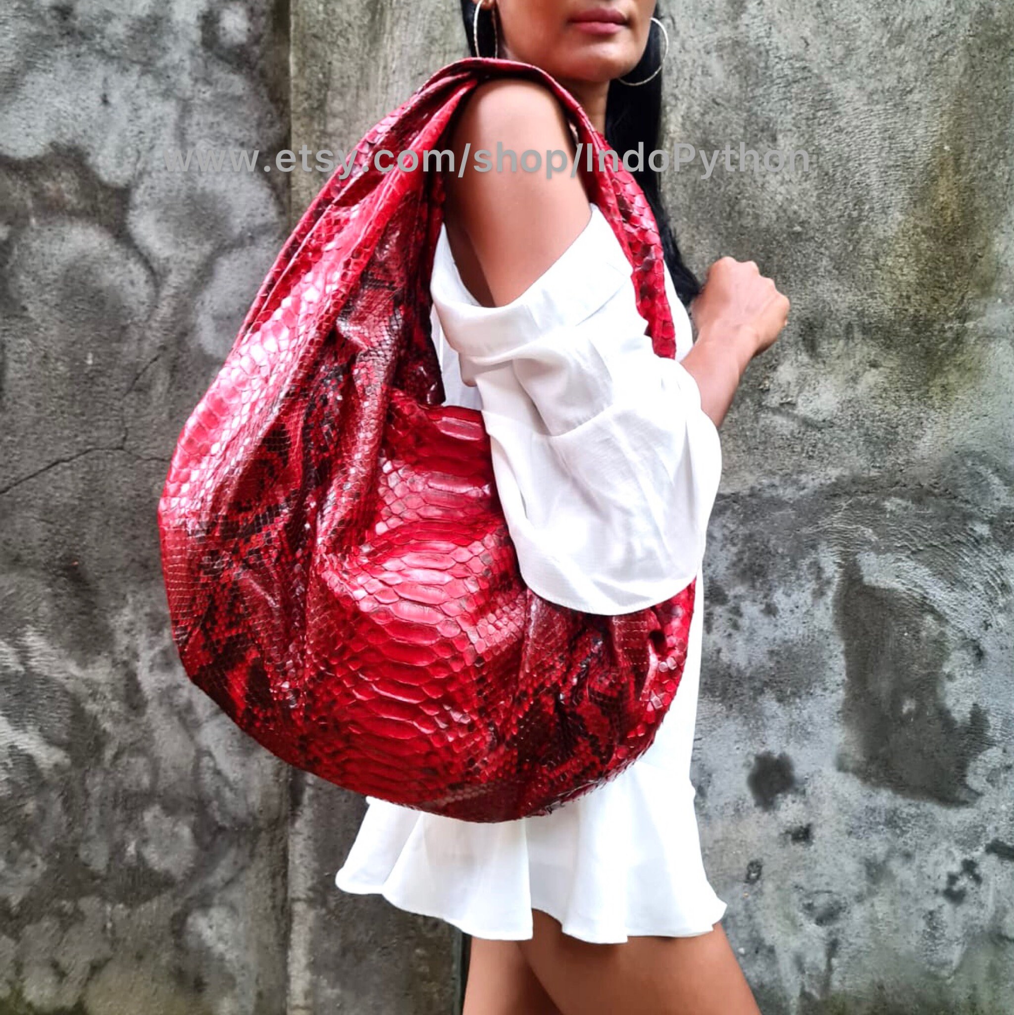 Red Python Bag | Snakeskin Bag | Genuine Leather Bag | Red