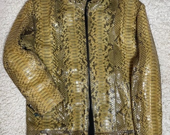 Veste de moto en cuir de python faite main - Blazer en peau de serpent beige
