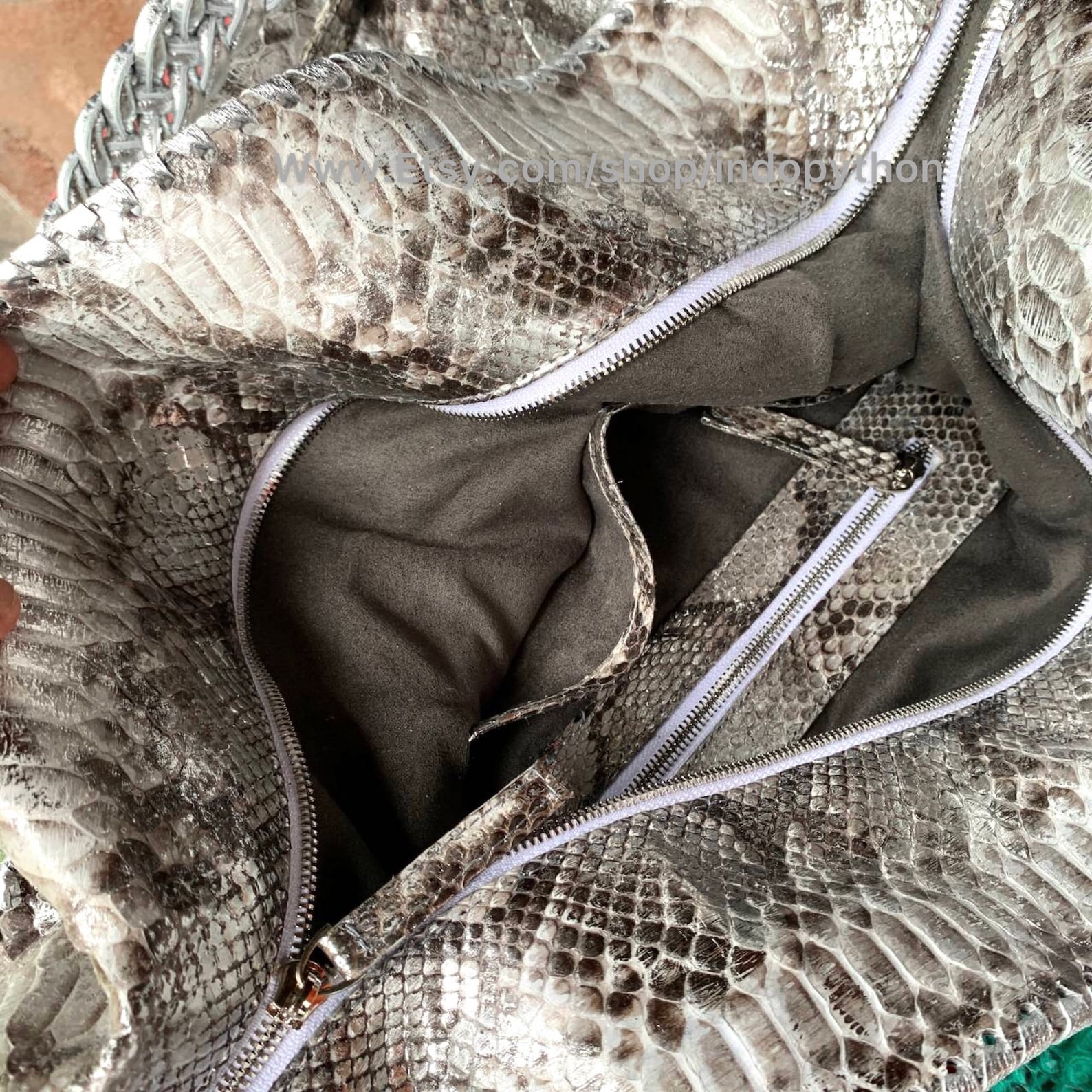 Silver Python Bag Snakeskin Purse Gift for Her Python Hobo - Etsy