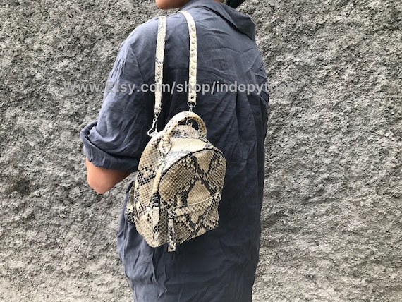 Genuine Python Leather Backpack: Beige Snakeskin Rucksack - Etsy display picture 1