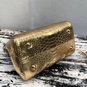 Handmade Gold Python Leather Bag: Detachable Strap image 8
