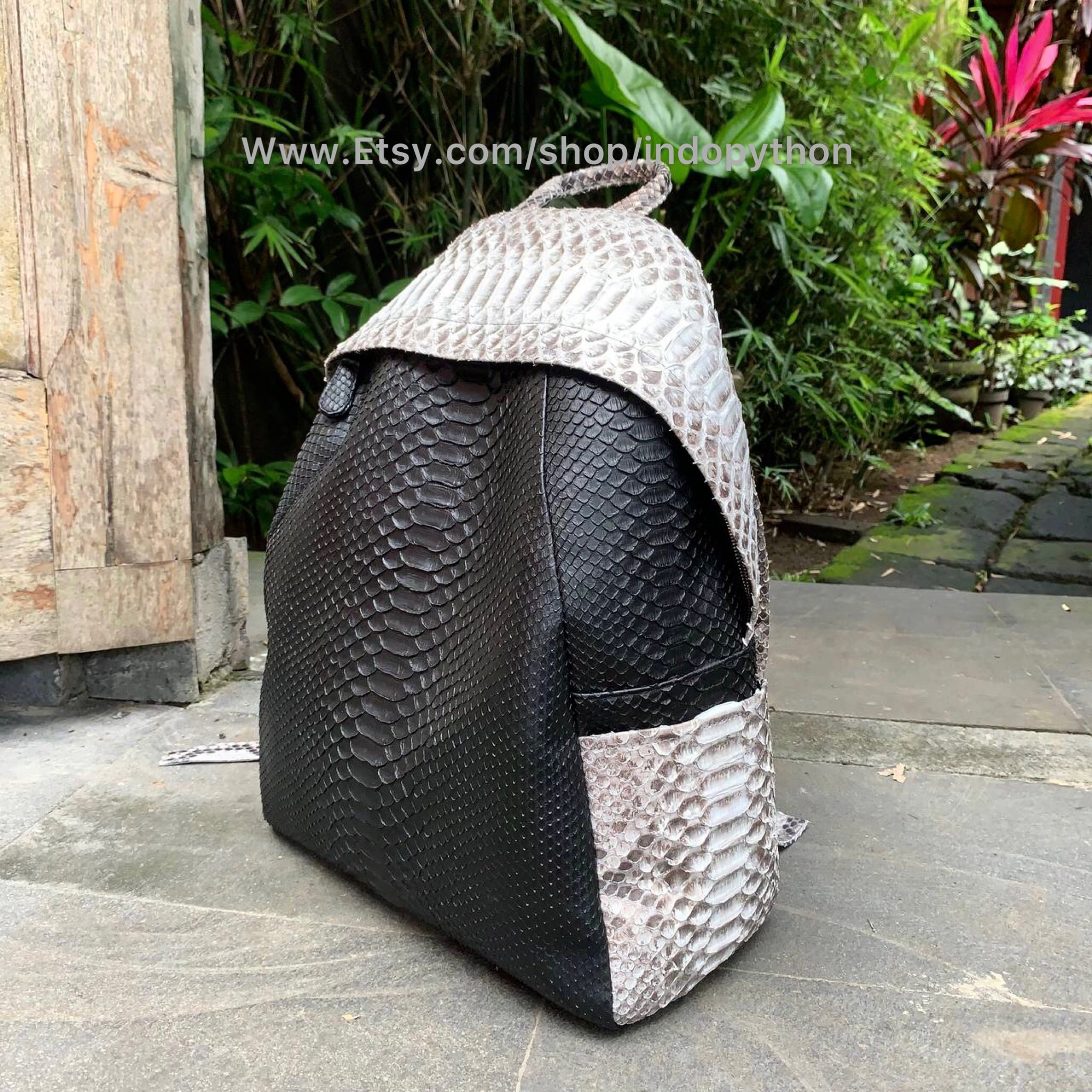 Handmade Black Python Leather Backpack: Snakeskin Rucksack - Etsy