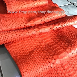 Piel de pitón naranja auténtica: piel de serpiente suave