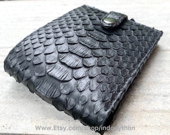Handmade Black Python Leather Wallet - Exotic Men's Wallet