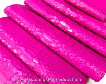 Genuine Python Leather Hide: Hot Pink Fuchsia Snake Skin