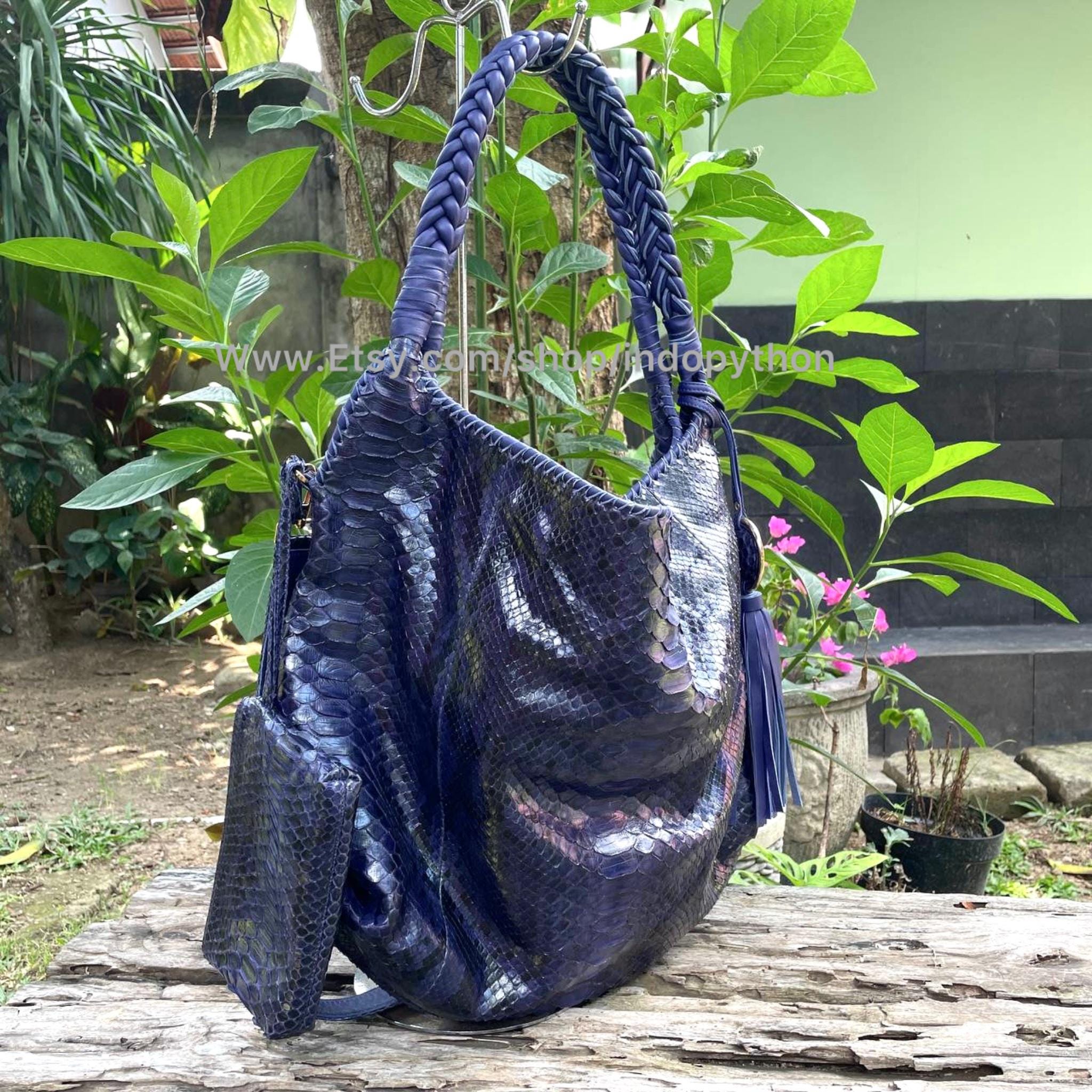 Hobo Bag Blue Python Schlangenleder Geldbörse Geschenk für Sie