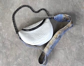 White Python Shoulder Bag: Handmade Snakeskin Handbag