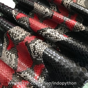 Genuine Python Leather, Black Python leather, Hide Snake Skin, Black Skin, Real Python Leather, Black Snakeskin, Multicolor python Leather