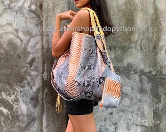 Handmade Python Leather Handbag: Multicolor Snakeskin Purse