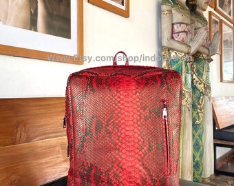 Red snake print back pack Red Rattlesnake Engraving gift for Snake Owner main image 2