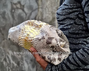 Handmade Python Leather Cloud Bag: Gold & Silver Clutch