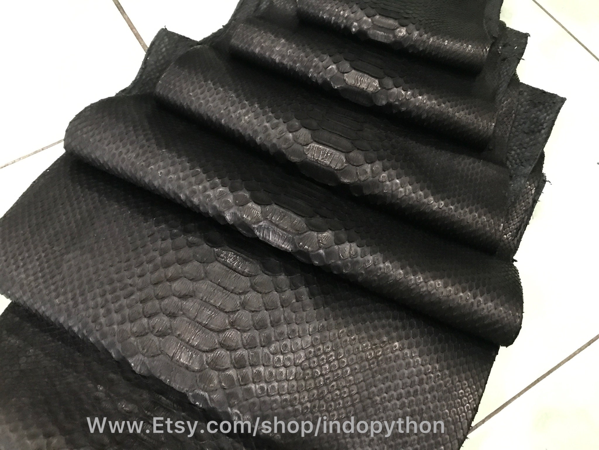 Genuine Python Leather, Natural Python leather, Hide Snake Skin, black SnakeSkin, Real Python Leather, Real Snakeskin, Black python Leather