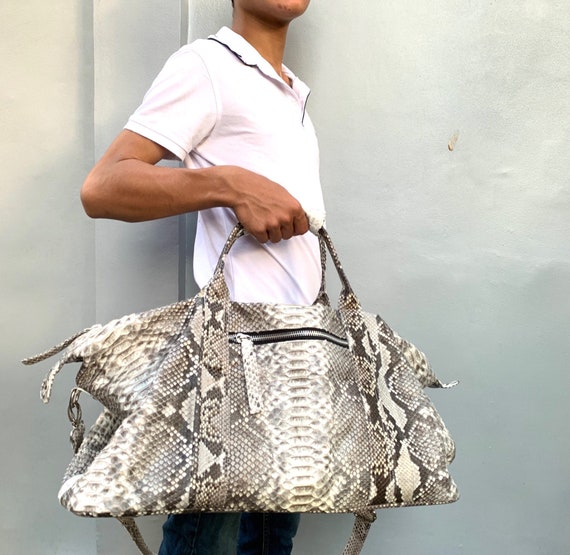 Genuine Python Leather Travel Duffel Bag: Handmade Snakeskin  display picture 1