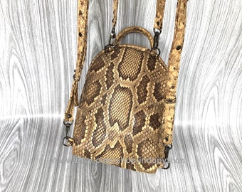Python Snake Pattern Backpack/Purse by Le Miel Genuine Python Leather Backpack: Beige Snakeskin Rucksack - Etsy main image 4