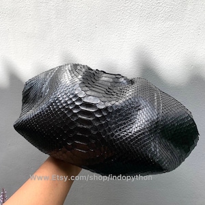 Handmade Black Python Leather Handbag: Snakeskin Cloud Bag