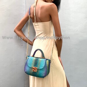 Handmade Multicolor Python Leather Bag: Detachable Strap image 2
