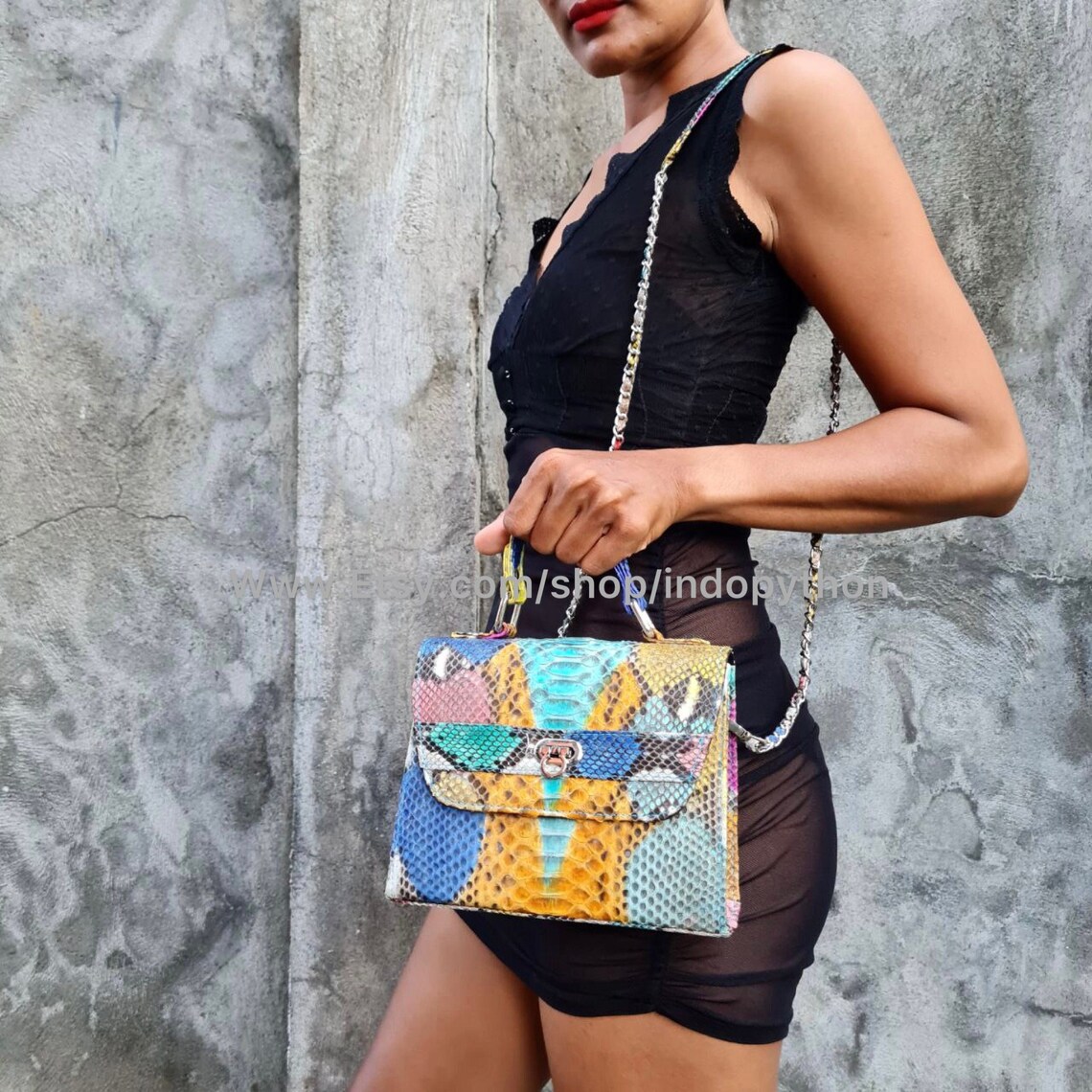 Python Bag Rainbow Bag Snakeskin Purse Gift for Her Python - Etsy