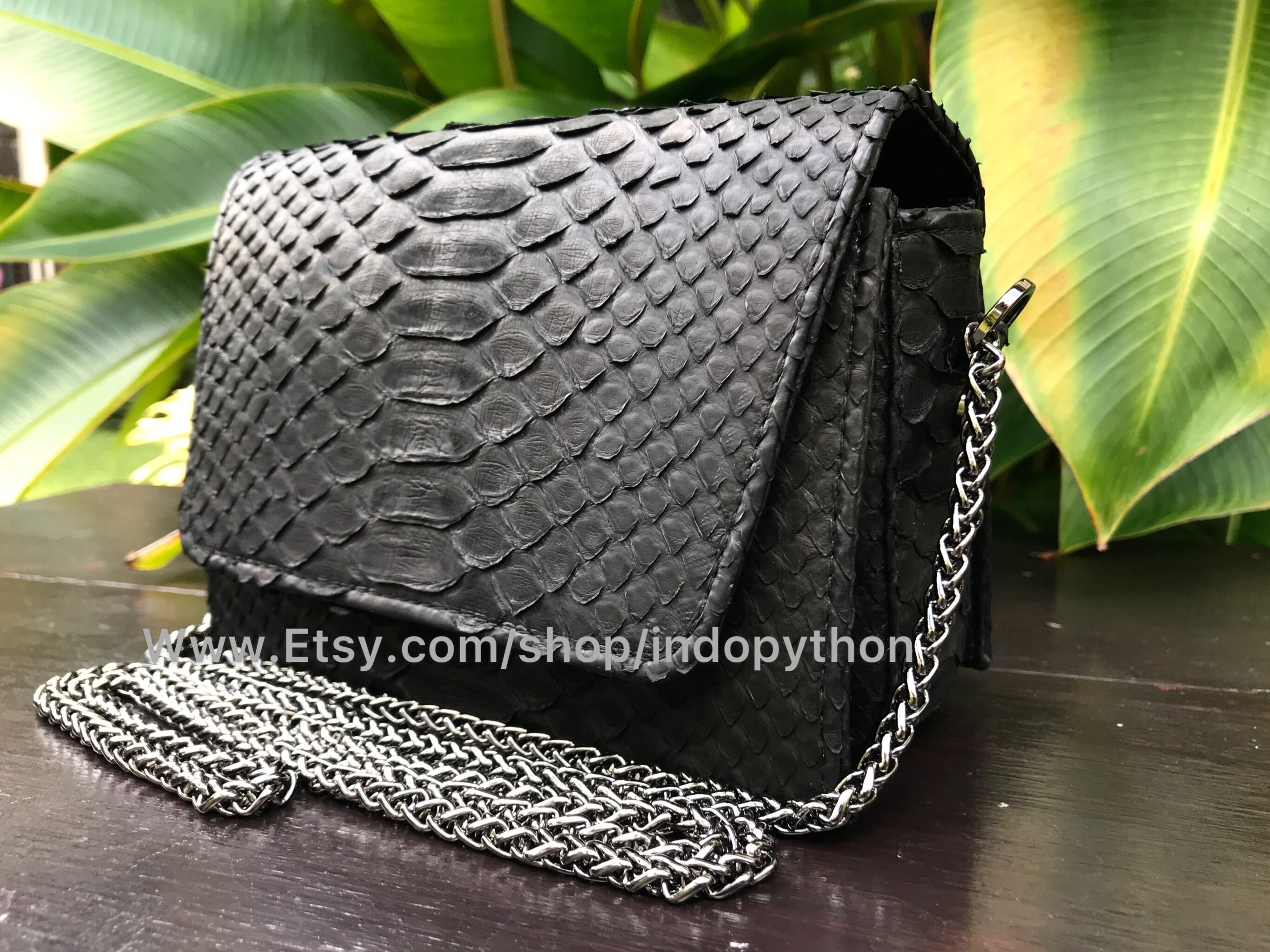 Black Python Bag Python Bag Black Leather Bag Snakeskin | Etsy