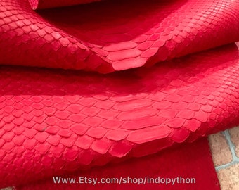 Genuine Python Leather, Natural Python leather, Hide Snake Skin, Red Snake Skin, Real Python Leather, Red python Leather, red Skin, exotic