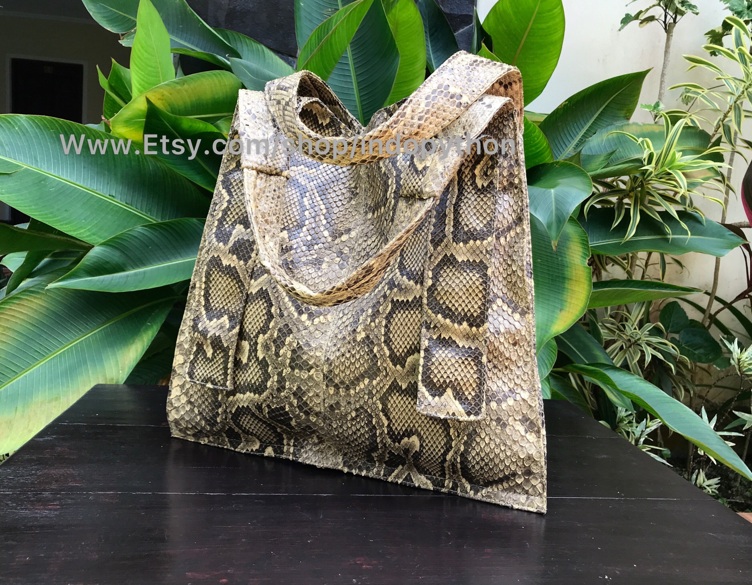 Python Bag black and Beige Bag snakeskin Purse python Etsy
