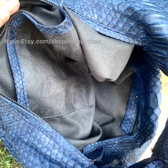 Navy blue python bag Blue hobo bag Snakeskin bag Hobo bag Big bag Oversized bag Python purse Pumpkin bag Blue purse Snakeskin purse