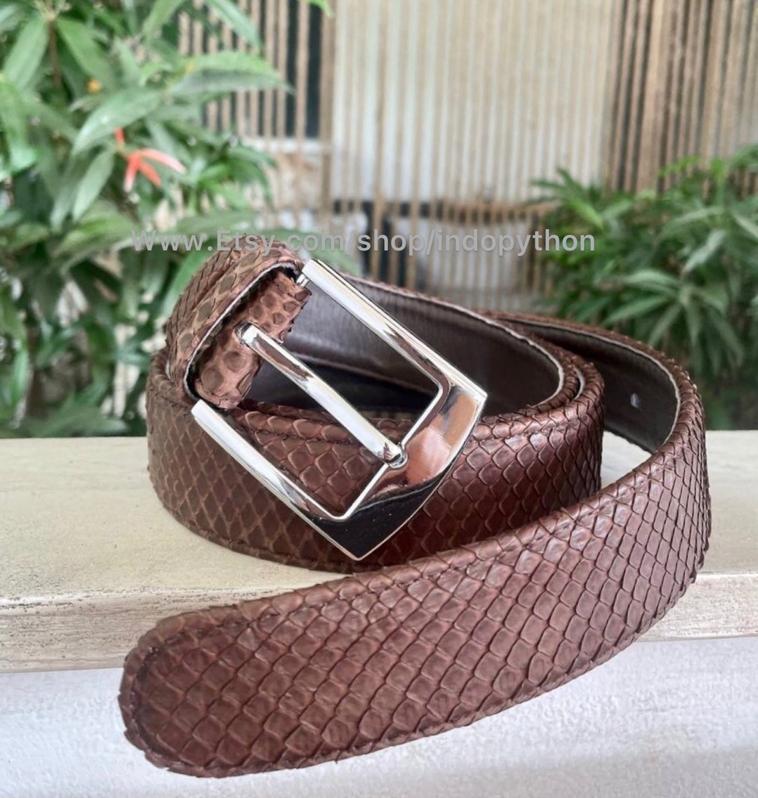 Brown Python Leather Belt - Unisex Snakeskin Belt (120cm) - Etsy display picture 3