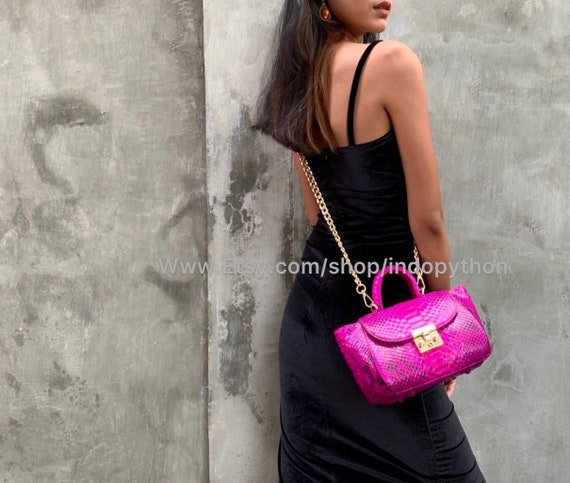 Python Bag snakeskin Purse pink Bag pink Purse python Purse fuchsia Bag gift for Her leather Purse crossbody Bag snakeskin Handbag Etsy UK