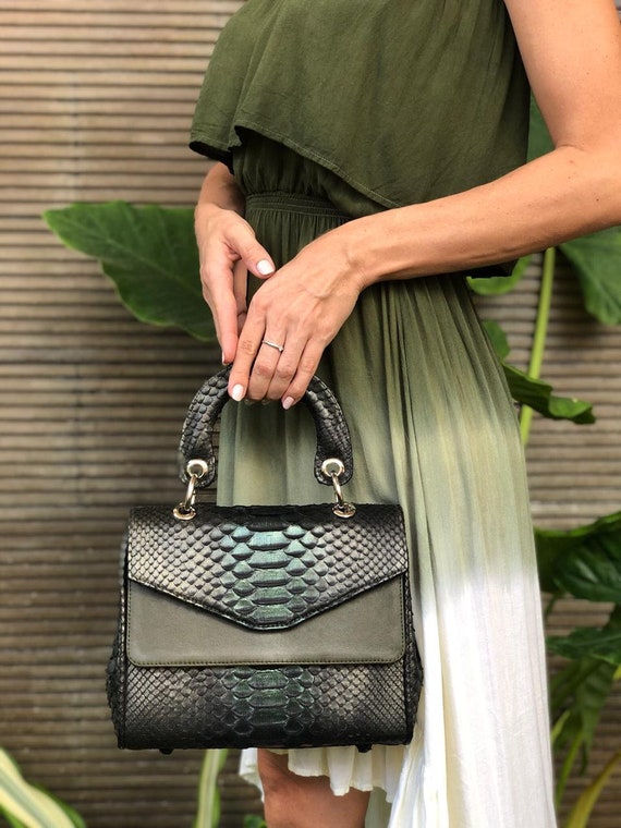 Handmade Bronze Python Bag: Snakeskin Leather Handbag - Etsy