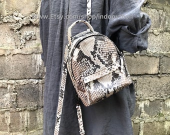 Genuine Python Leather Backpack: Snakeskin Fashion Bag
