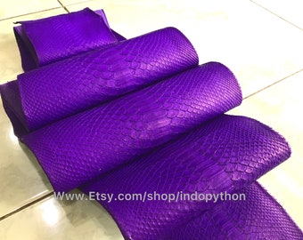 Genuine Purple Python Leather Hide: Soft Snakeskin