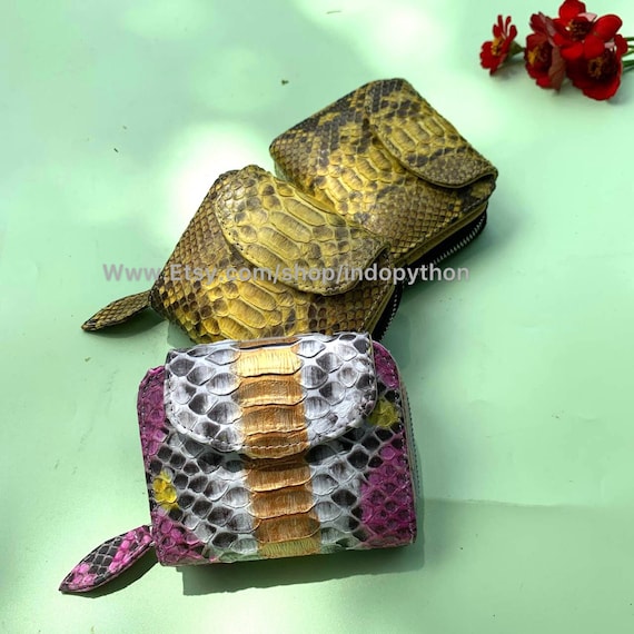 Handmade Python Leather Wallet: Snakeskin Purse, Multicolor - Etsy
