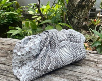 Handmade Python Leather Clutch: Snakeskin Dumpling Bag