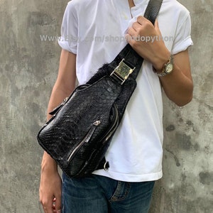 Sling python bag, black python bag, Men’s bag, bag for man, bag for him, black bag for man, luxury bag, man’s bag, snakeskin bag, crossbody