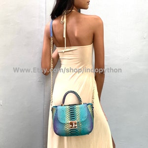Handmade Multicolor Python Leather Bag: Detachable Strap image 5