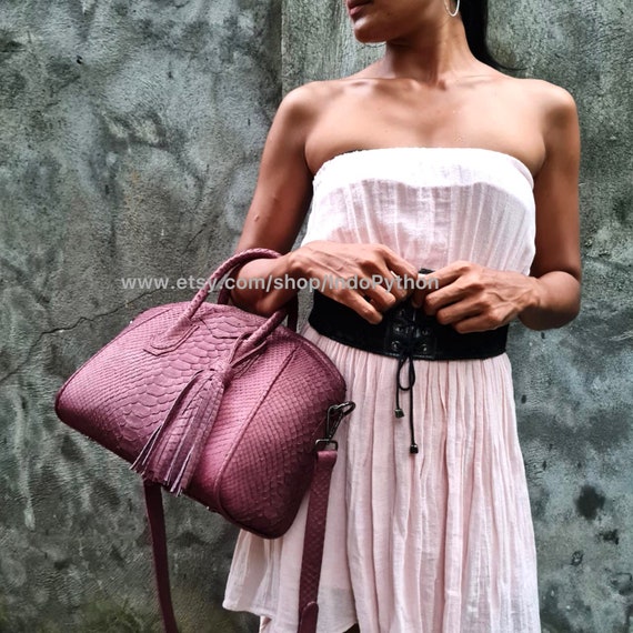 Burgundy snakeskin bag hotsell