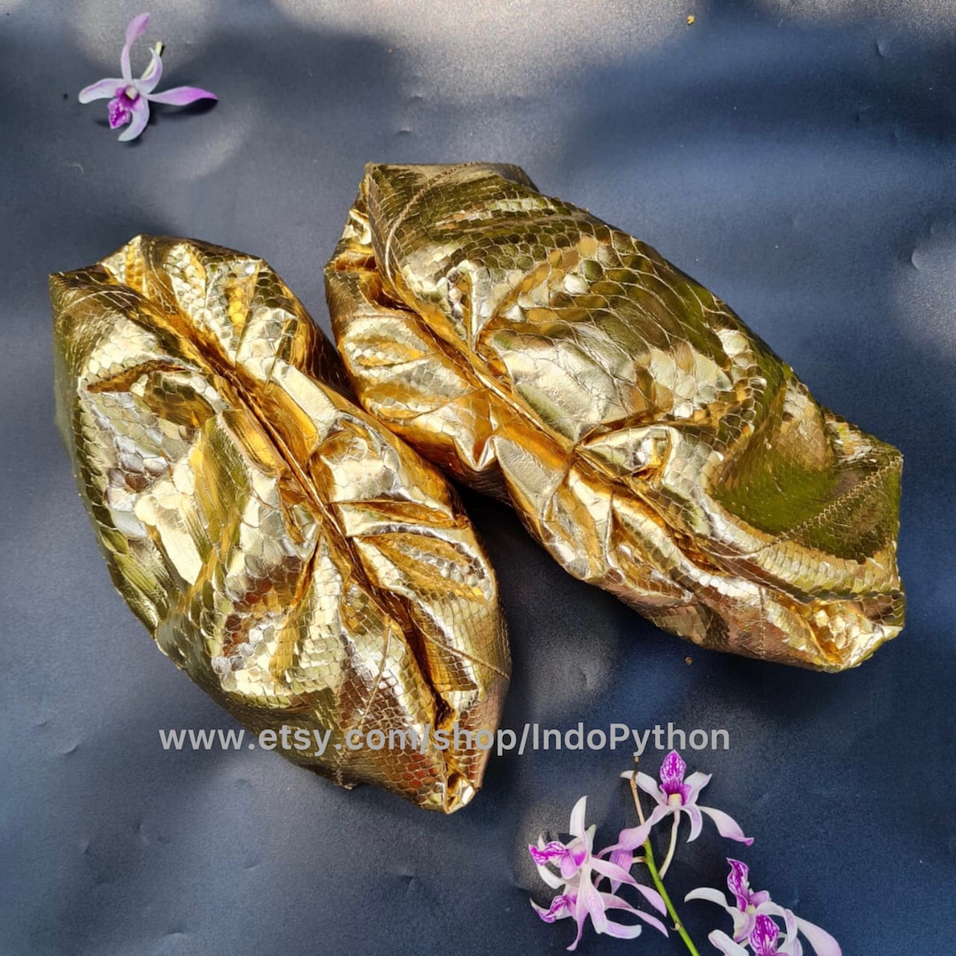 Python Bag #cloud Bag #snakeskin Bag #gold Bag #gift for Her #genuine ...