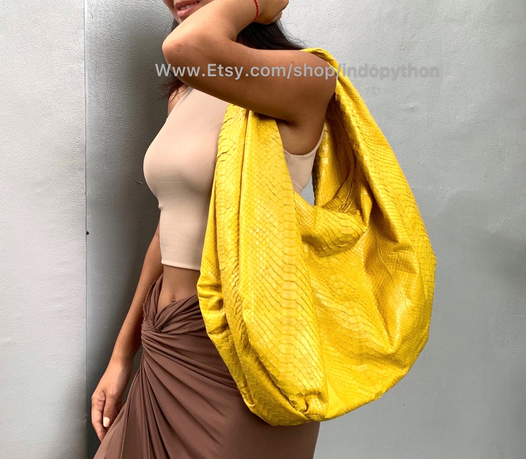 Handmade Yellow Python Hobo Bag: Oversized Snakeskin Purse - Etsy