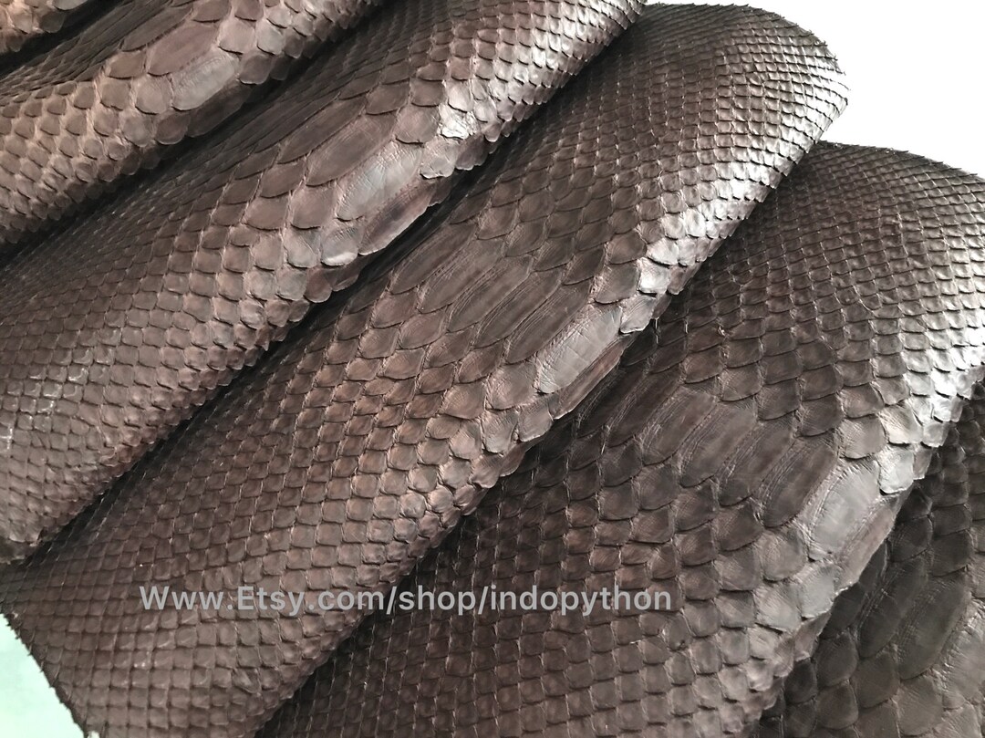 Genuine Python Leather, Natural Python Leather, Hide Snake Skin, Brown