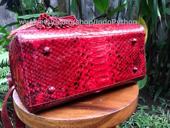 chanel red python bag