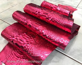 Cuir de python rose métallisé : peau de serpent véritable