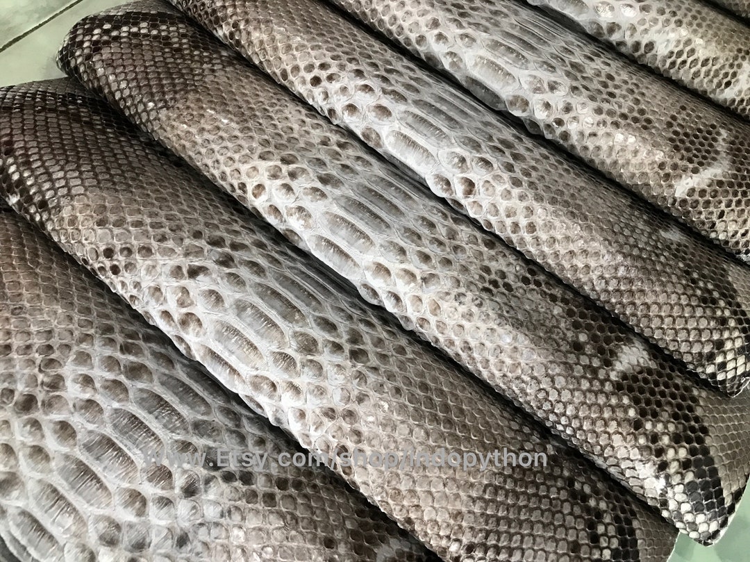 Genuine Python Leather, Natural Python Leather, Hide Snake Skin, Gray ...
