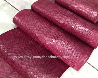Genuine Python Leather Hide: Bordeaux Snake Skin