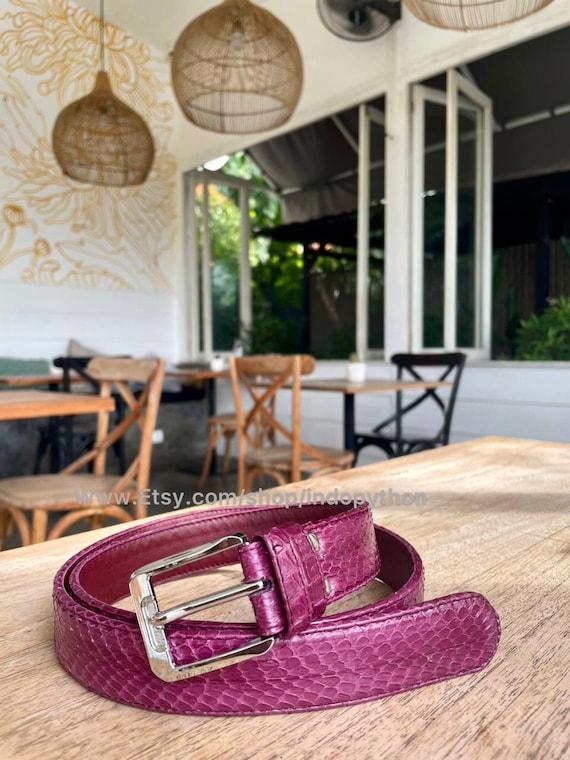 Pink Cobra Snakeskin Leather Belt - Unisex Waist Belt - Etsy