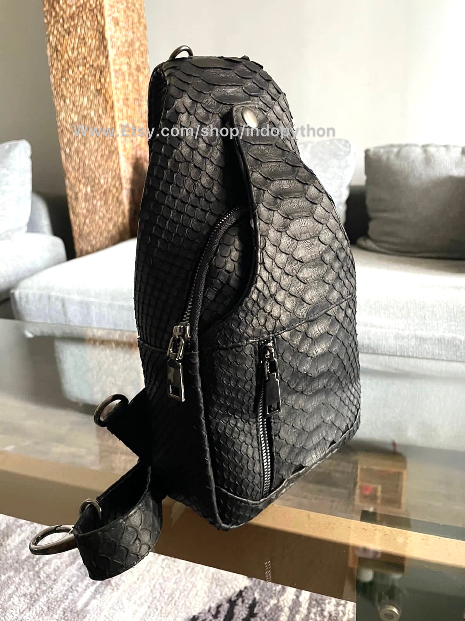 Snake print leather bag pack Snake Leather Print Fanny Pack/Belt Bag - Passione di gina  main image 2