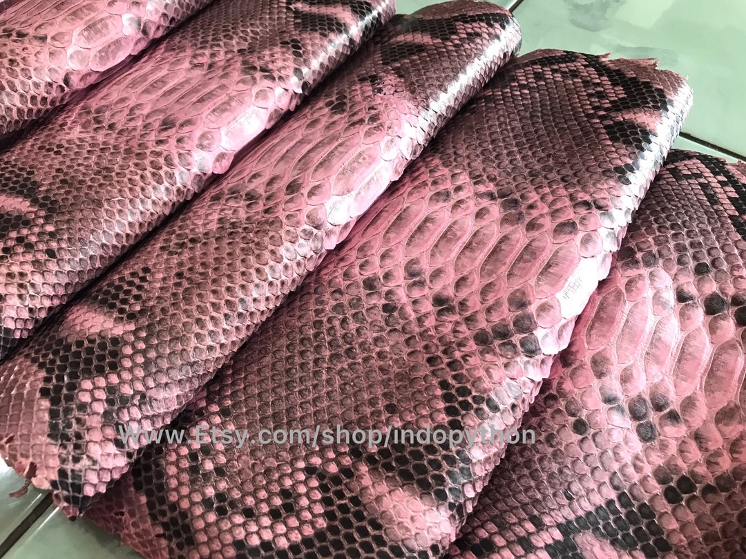 Genuine Python Leather, Natural Python Leather, Hide Snake Skin, Pink