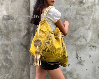 Bolso Python #yellow bolso #snakeskin bolso #gift para su bolso #yellow bolso #python bolso #python bolso #snakeskin bolso #snakeskin bolso